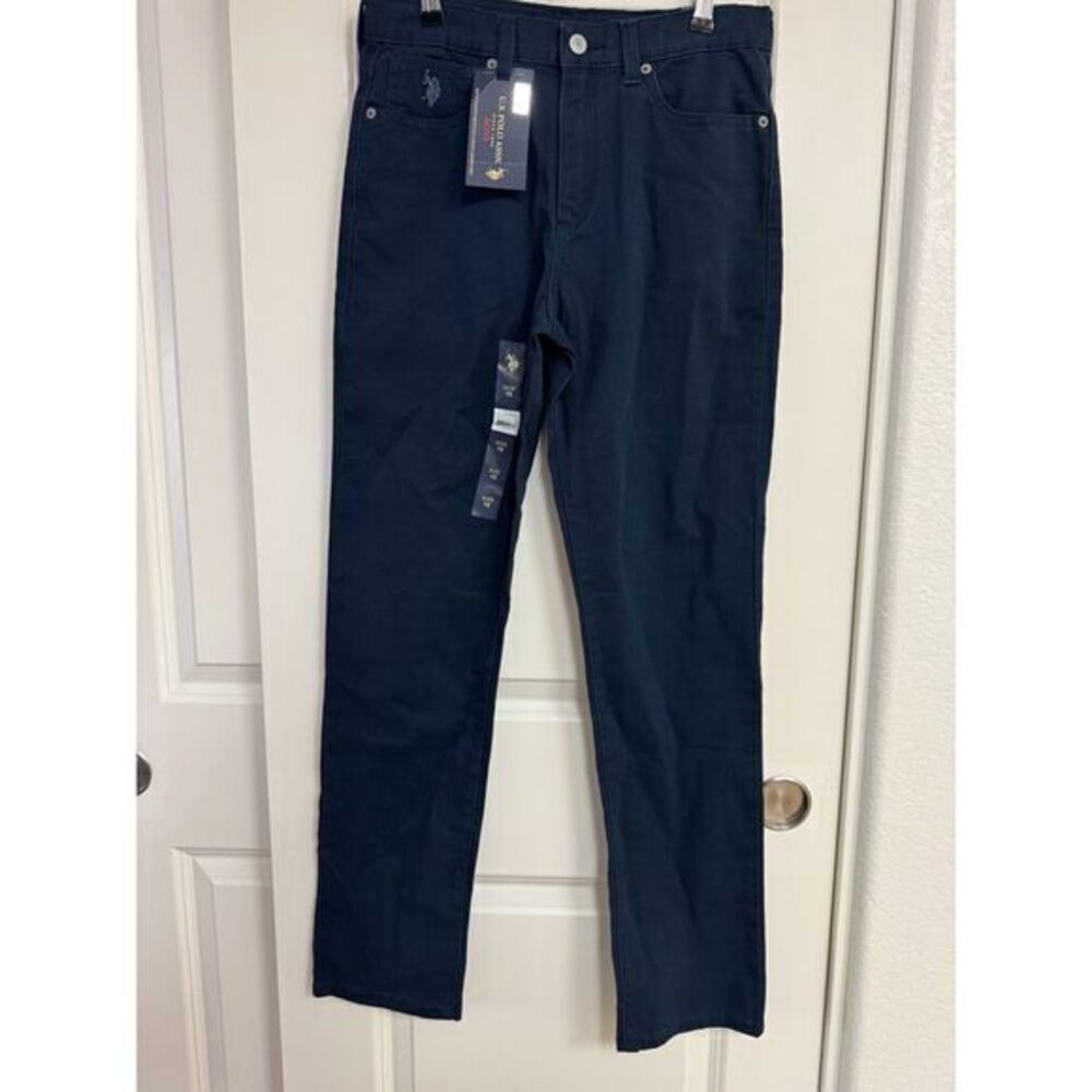 NWT US Polo Assn Boys Slacks Pants Navy 16 Straight Stretch